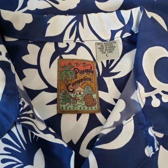 Pineapple Connection Hawaiian Floral Button Casual Shirt L - Picture 5 of 7